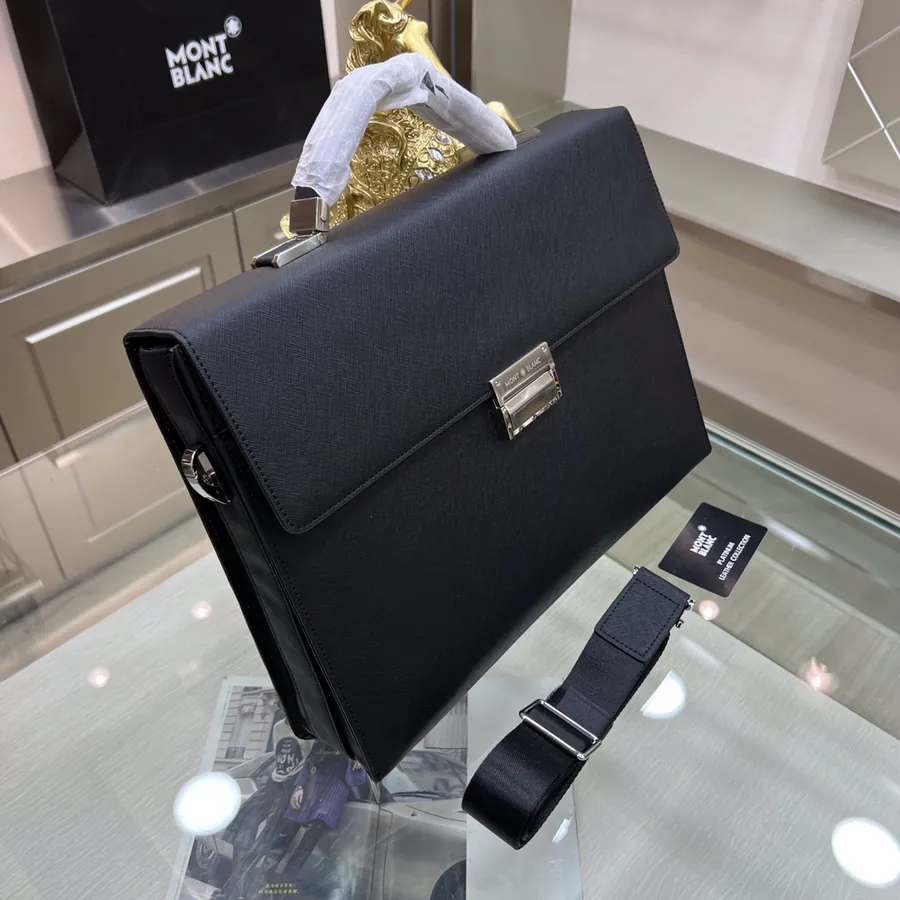 Montblanc International Men's Briefcase Premium Crosshatch Design