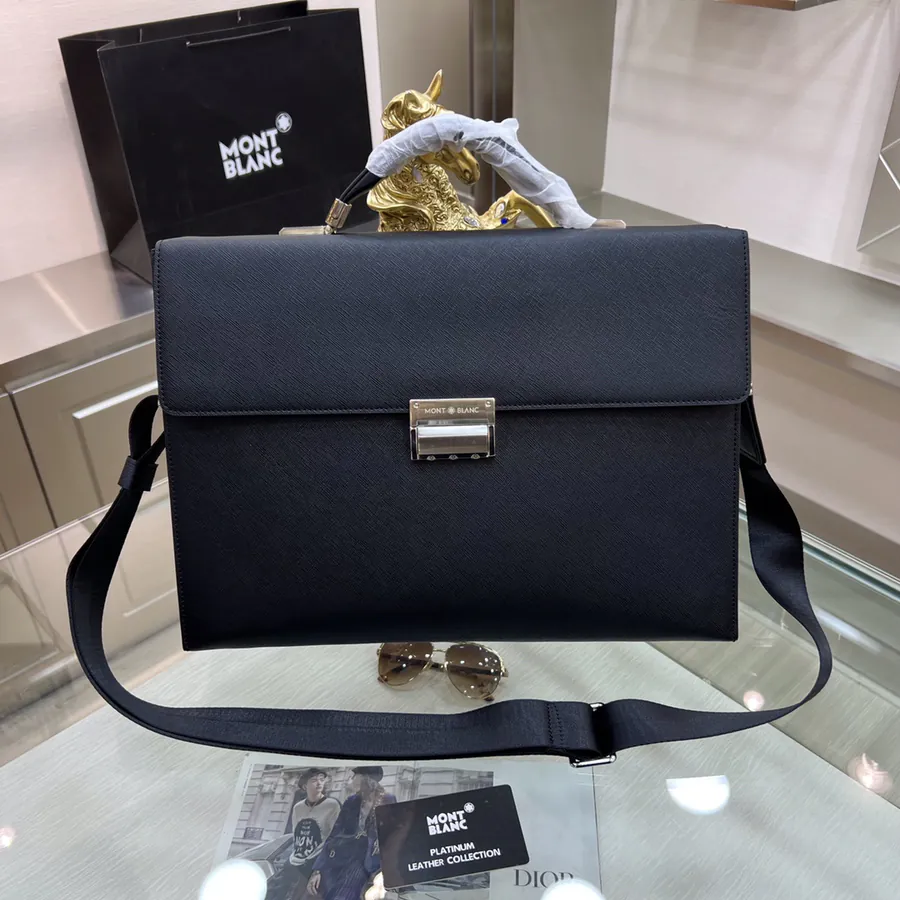 Montblanc International Men's Briefcase Premium Crosshatch Design