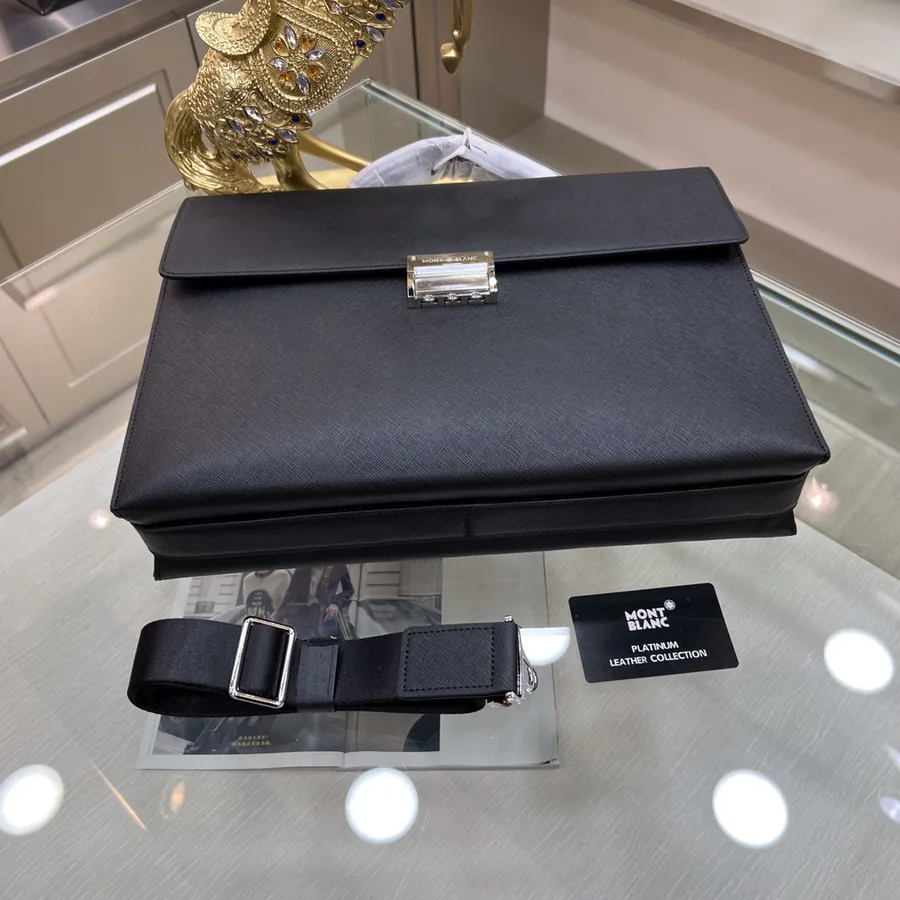 Montblanc International Men's Briefcase Premium Crosshatch Design