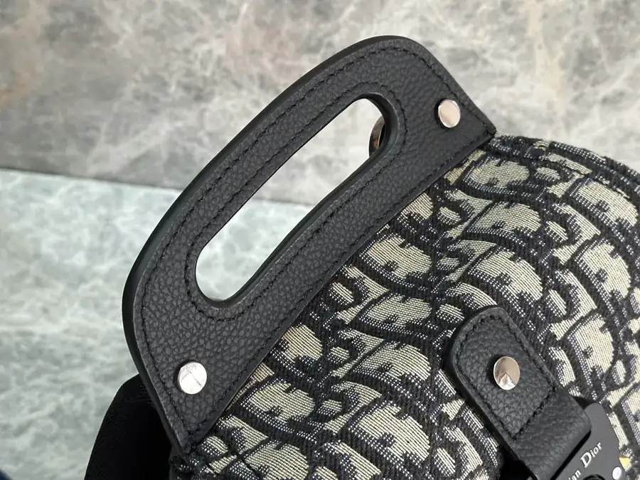 Christian Dior Saddle Shoulder Bag Black Grained Calfskin