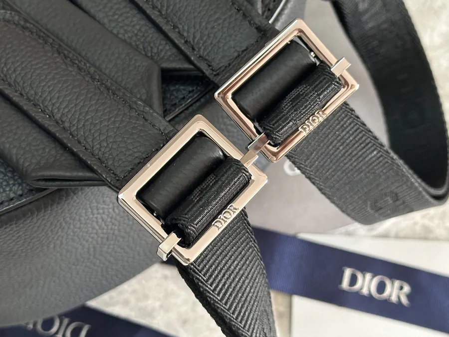 Christian Dior Saddle Shoulder Bag Black Grained Calfskin