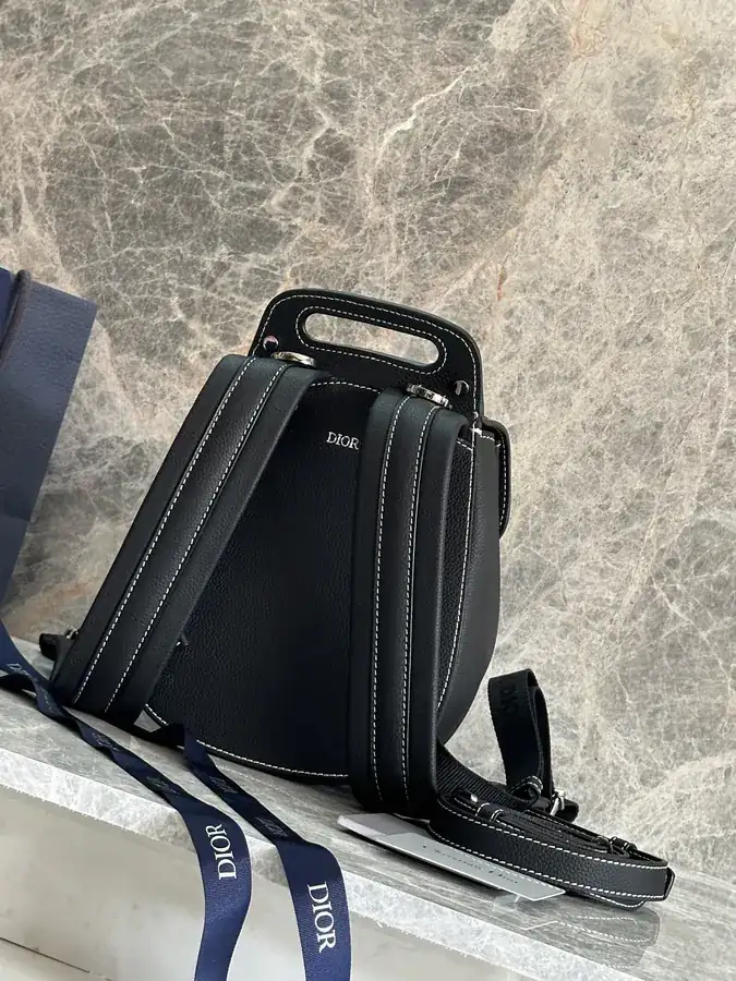 Christian Dior Saddle Shoulder Bag Black Grained Calfskin