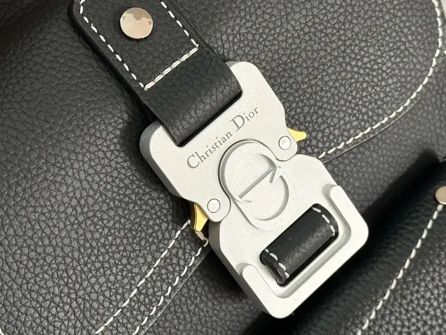 Christian Dior Saddle Shoulder Bag Black Grained Calfskin