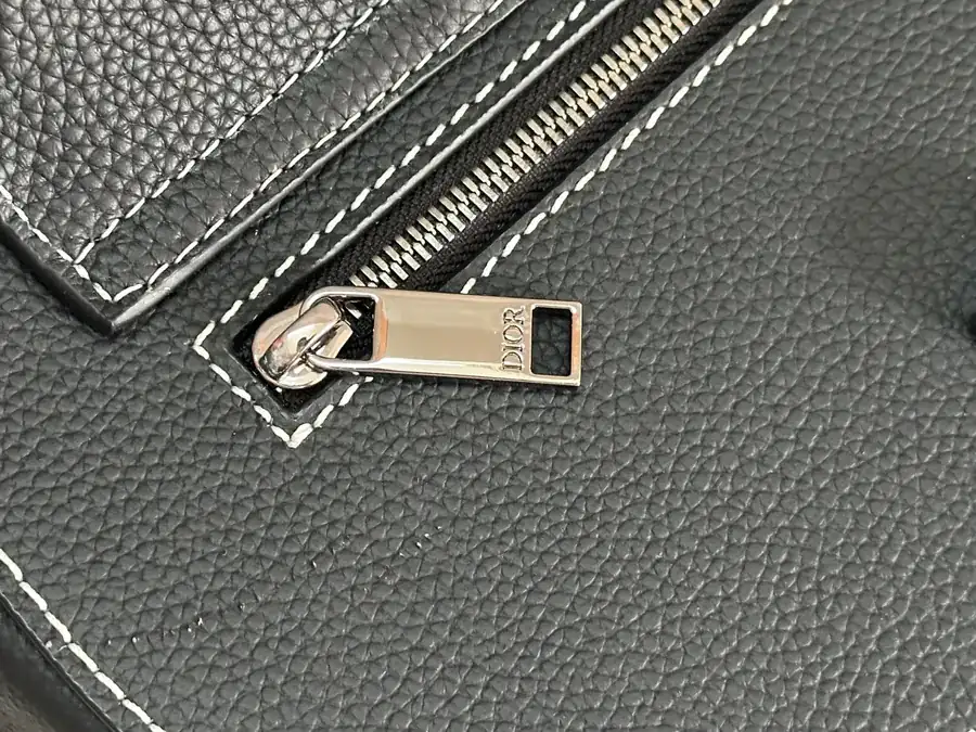 Christian Dior Saddle Shoulder Bag Black Grained Calfskin