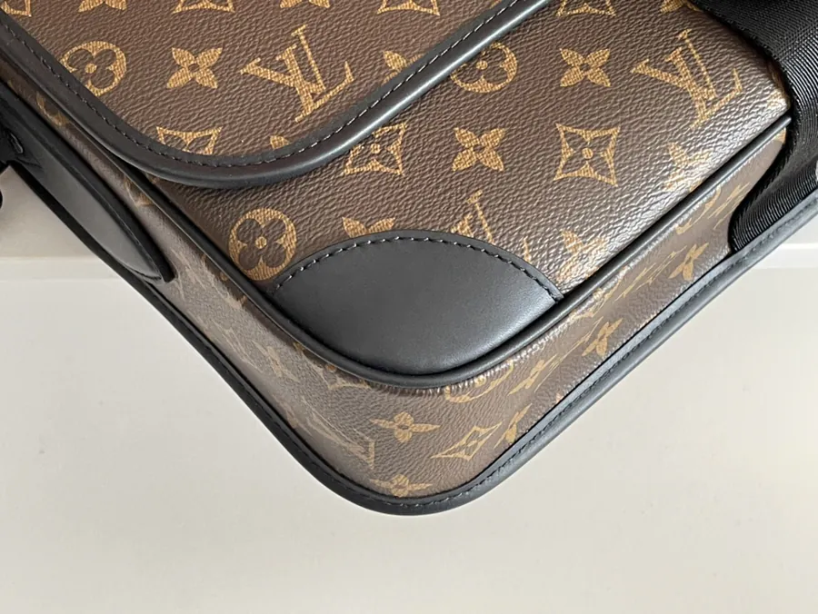 Archy Medium Briefcase with Leather Trim and Monogram Macassar Canvas