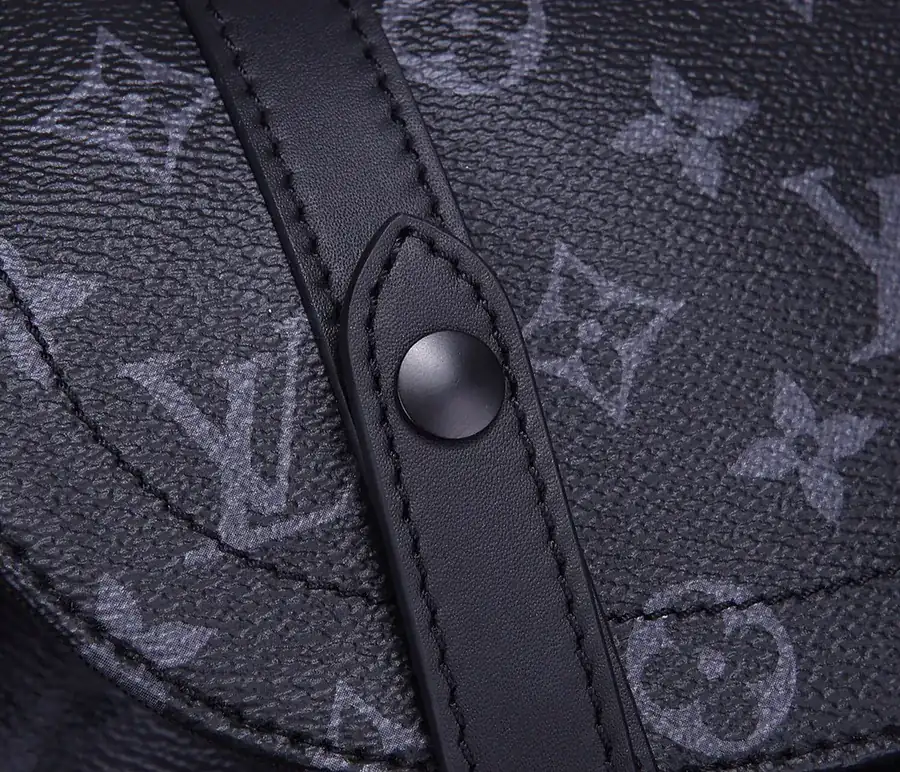 Christopher Small Backpack Handcrafted Monogram Eclipse Canvas with Leather Trim
