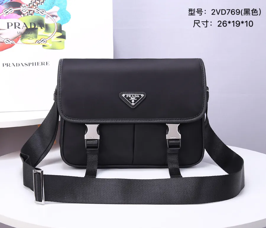Prada New Messenger Bag with Saffiano Leather Trim