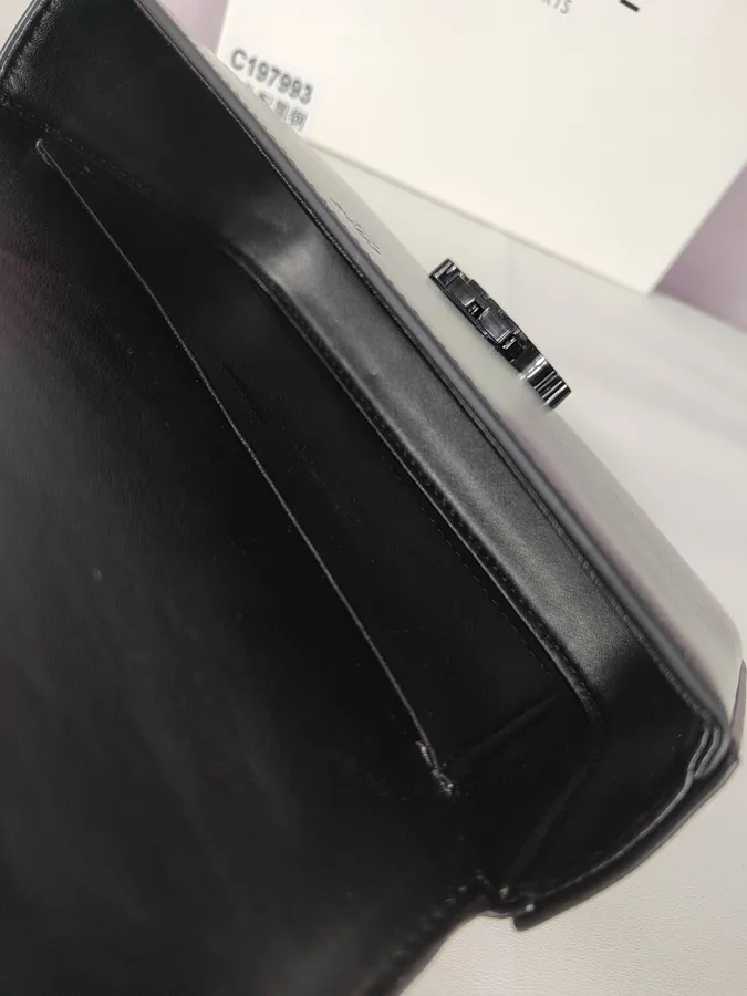 Black Steel TRIOMPHE Grained Calfskin Chain Shoulder Bag