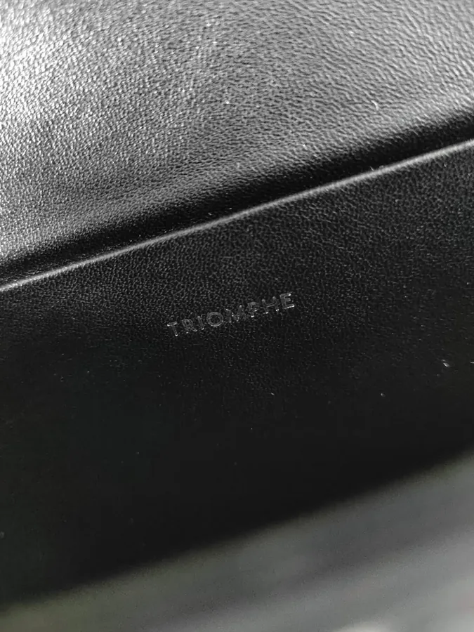 Black White Steel TRIOMPHE Grained Calfskin Chain Shoulder Bag