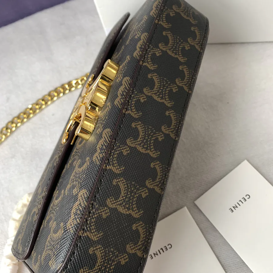 TrioMPHE Leather Chain Shoulder Bag Vintage Style