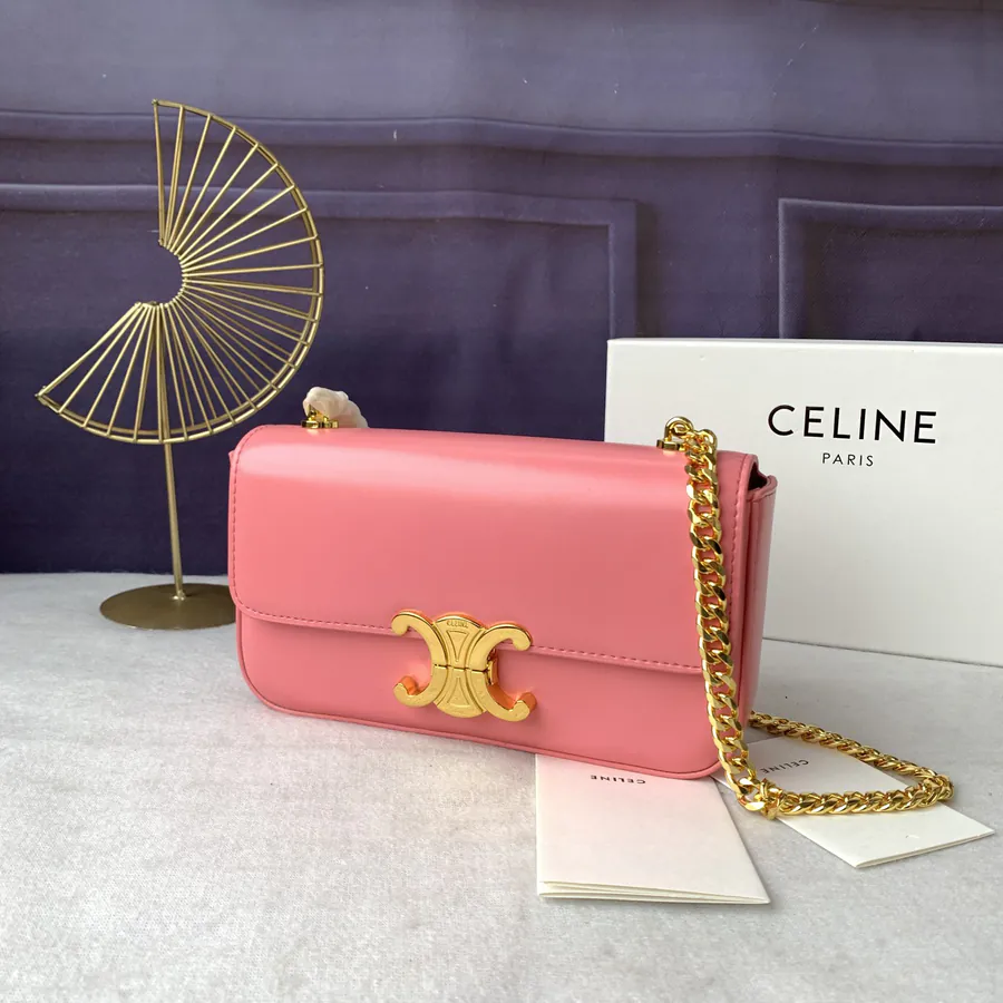 Pink TRIOMPHE Chain Shoulder Bag Ladies Crossbody