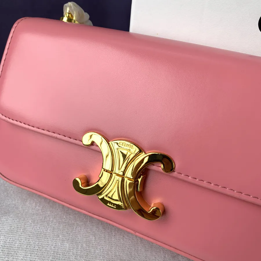 Pink TRIOMPHE Chain Shoulder Bag Ladies Crossbody