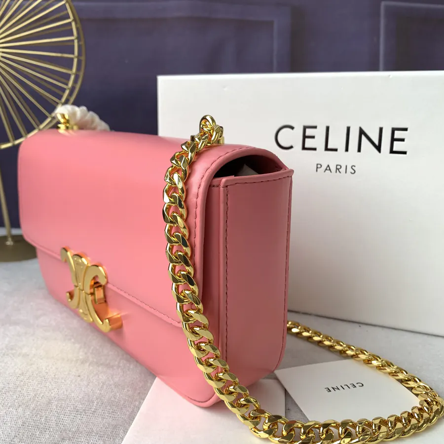 Pink TRIOMPHE Chain Shoulder Bag Ladies Crossbody