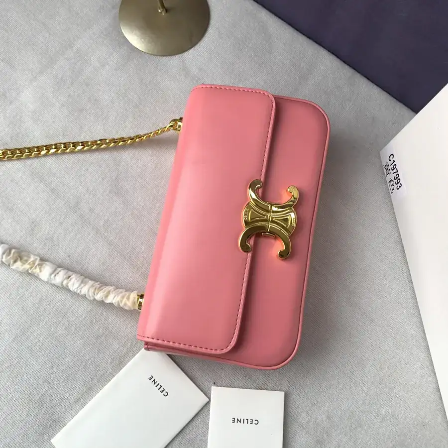 Pink TRIOMPHE Chain Shoulder Bag Ladies Crossbody