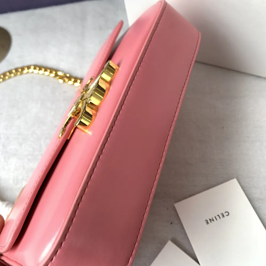 Pink TRIOMPHE Chain Shoulder Bag Ladies Crossbody