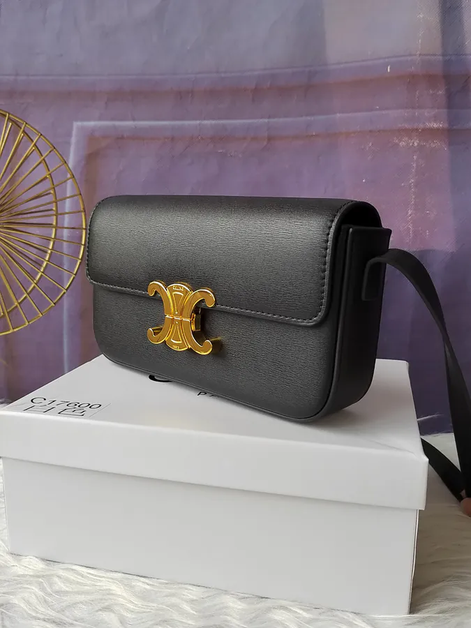 Black TRIOMPHE Leather Shoulder Bag