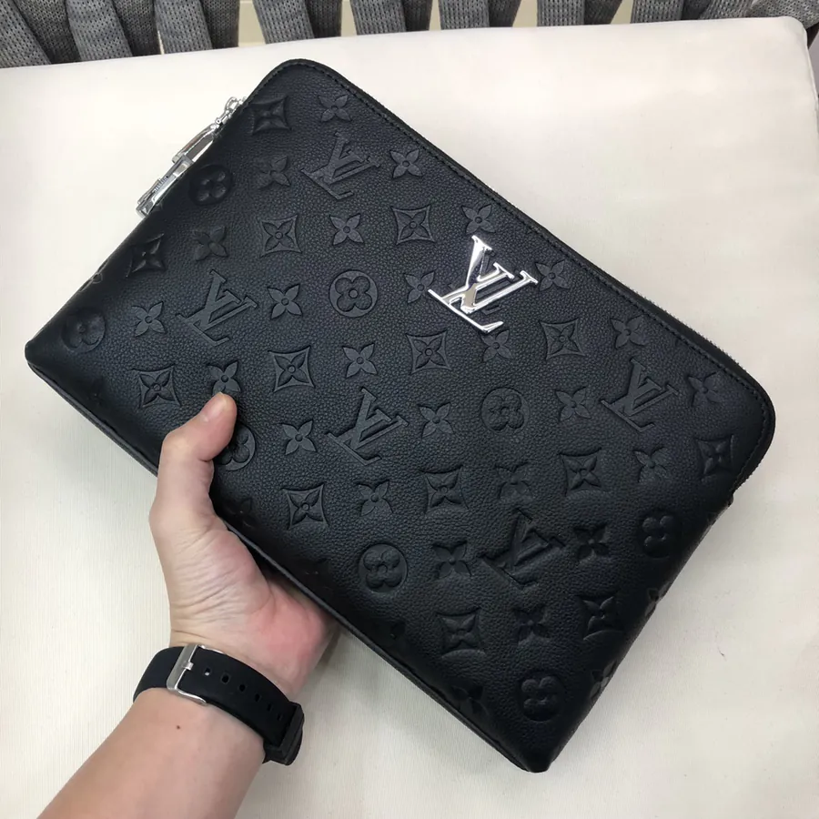 LV Top Handle Bag Premium Leather, Black, Classic Style