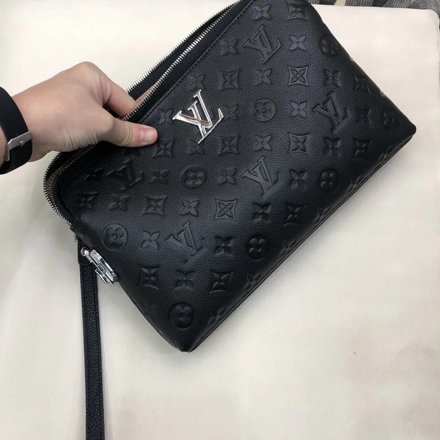 LV Top Handle Bag Premium Leather, Black, Classic Style