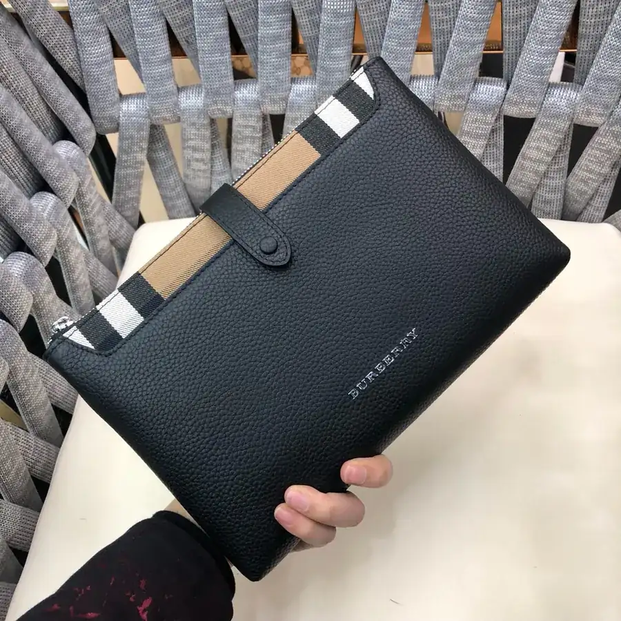 B Brand Men's Leather Briefcase Black