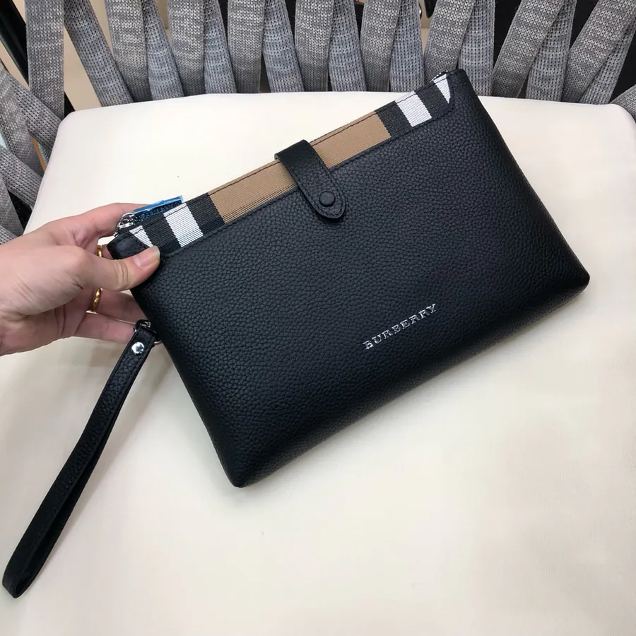 B Brand Men's Leather Briefcase Black