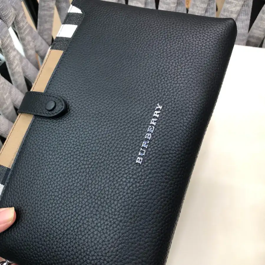 B Brand Men's Leather Briefcase Black