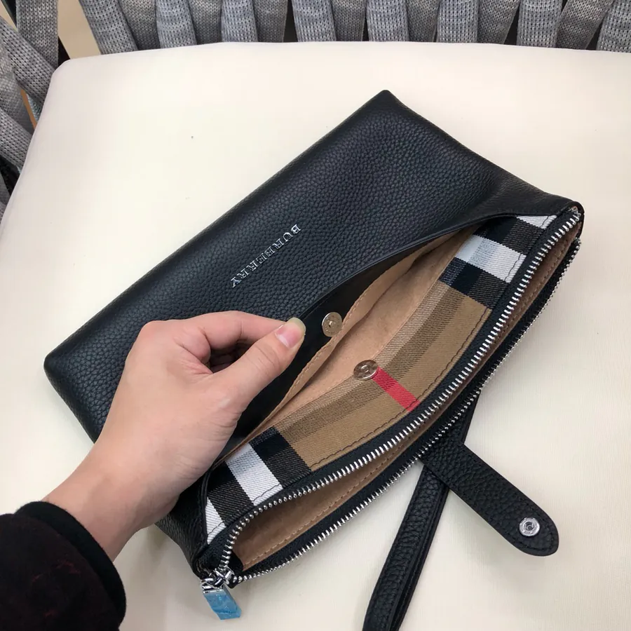 B Brand Men's Leather Briefcase Black