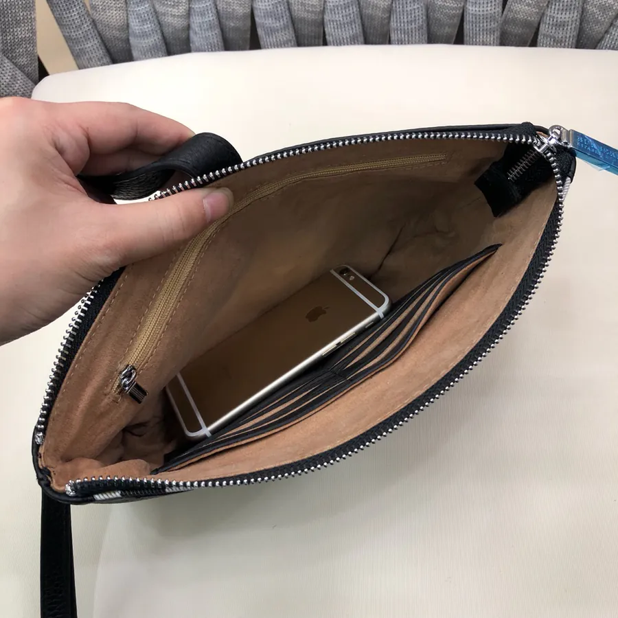 B Brand Men's Leather Briefcase Black