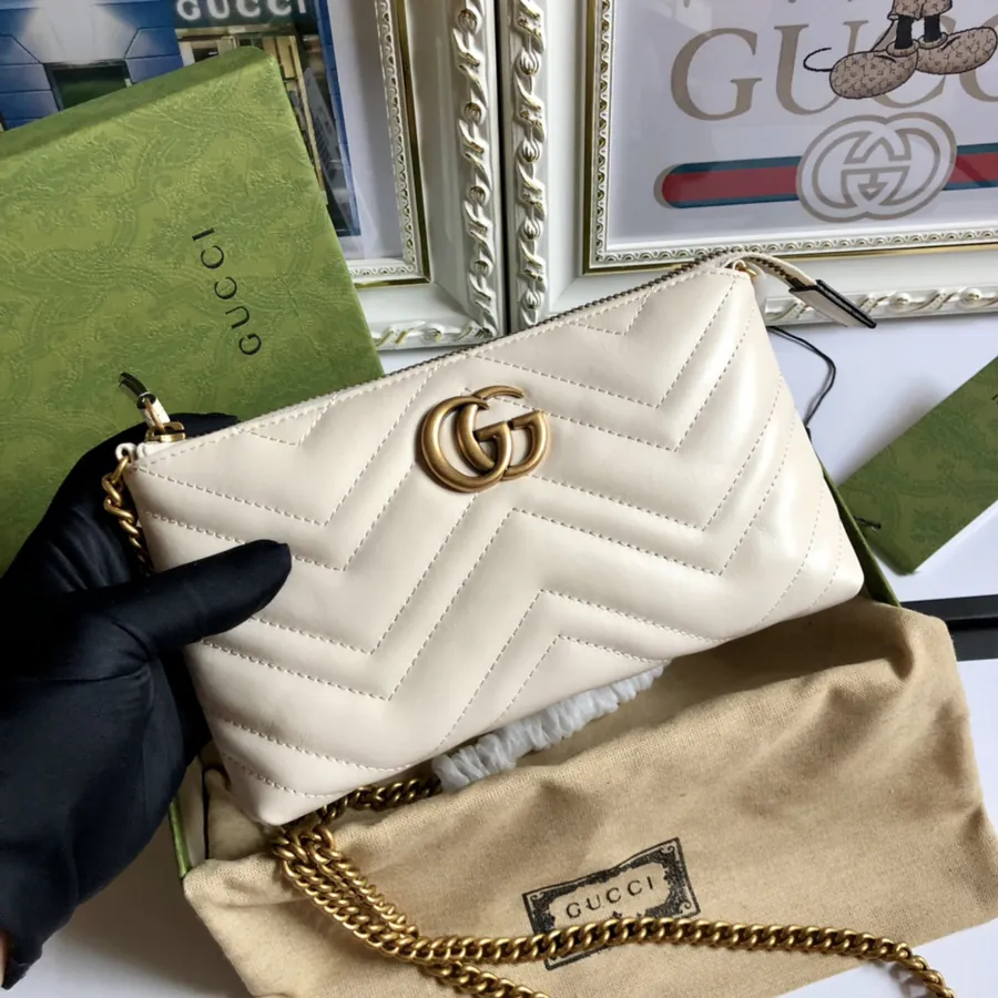 G Brand Chain Bag Handcrafted Leather, Green Box, 22cm Width