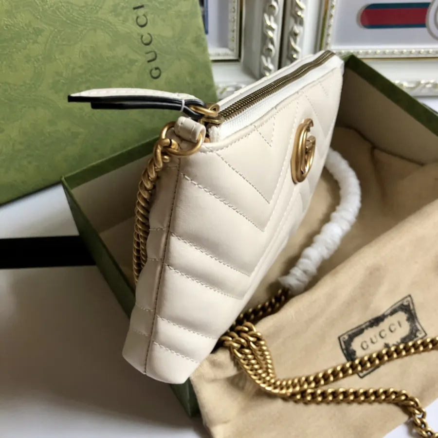 G Brand Chain Bag Handcrafted Leather, Green Box, 22cm Width