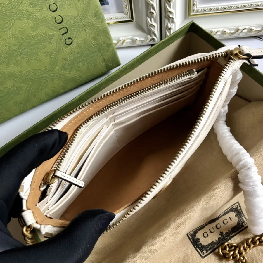 G Brand Chain Bag Handcrafted Leather, Green Box, 22cm Width