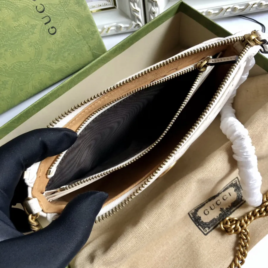 G Brand Chain Bag Handcrafted Leather, Green Box, 22cm Width