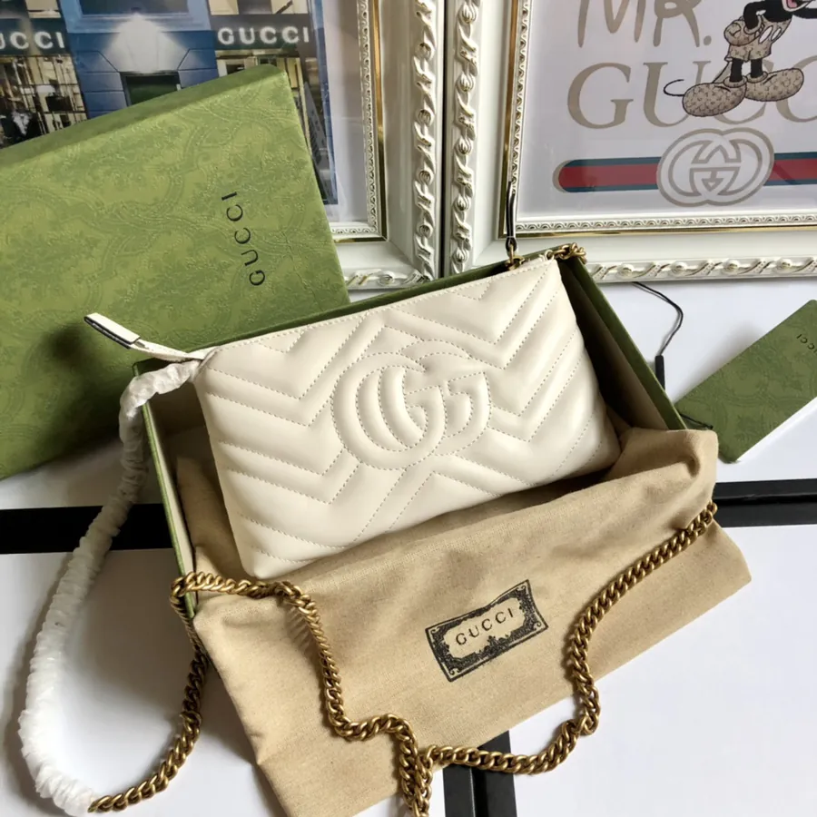 G Brand Chain Bag Handcrafted Leather, Green Box, 22cm Width