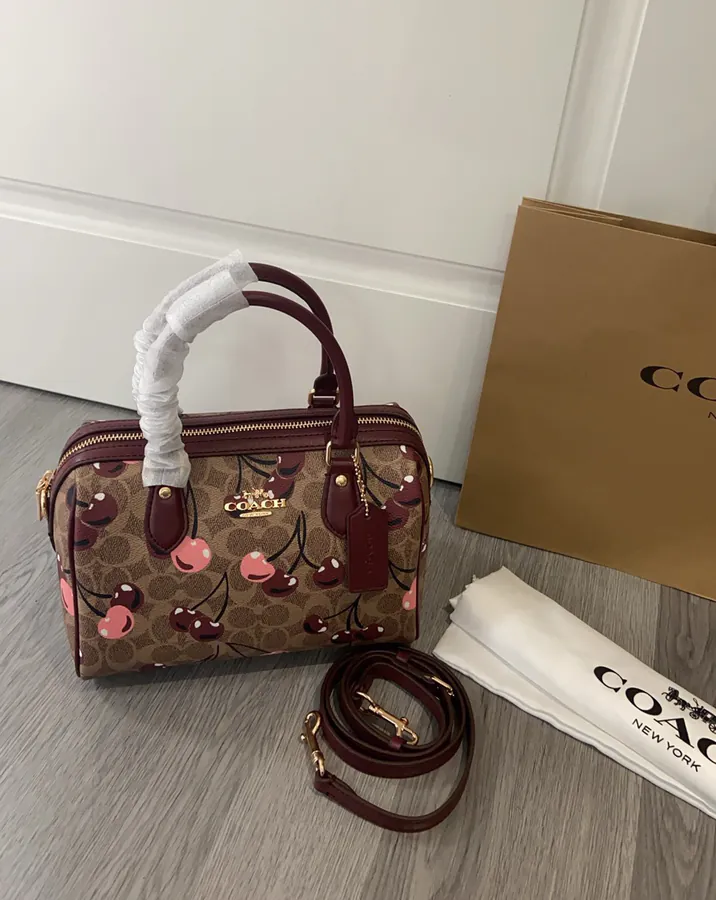 Teri Cherry Print Boston Pillow Bag