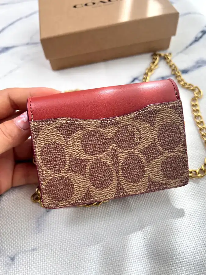 Coach Mini Print Bucket Bag with Brown Chain Strap