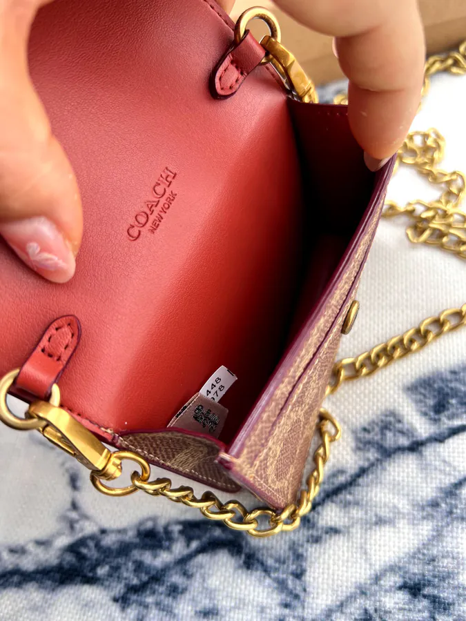 Coach Mini Print Bucket Bag with Brown Chain Strap