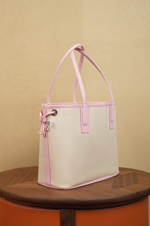 MCM Liz Visetos Medium Pink Double Sided Shopping Bag