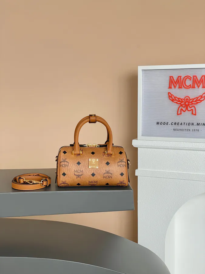 MCM Arenal Essential Mini Boston Pillow Bag