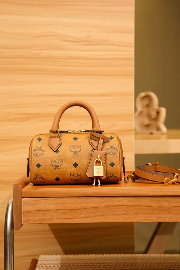 MCM Ella Visetos Mini Boston Bag