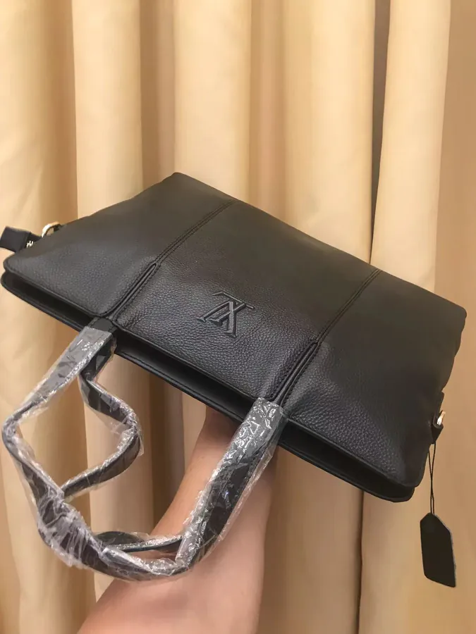 V Brand Premium Men's Briefcase Italian Leather, Elegant Design