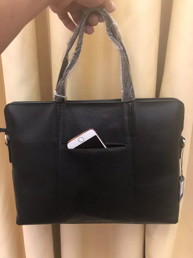 V Brand Premium Men's Briefcase Italian Leather, Elegant Design