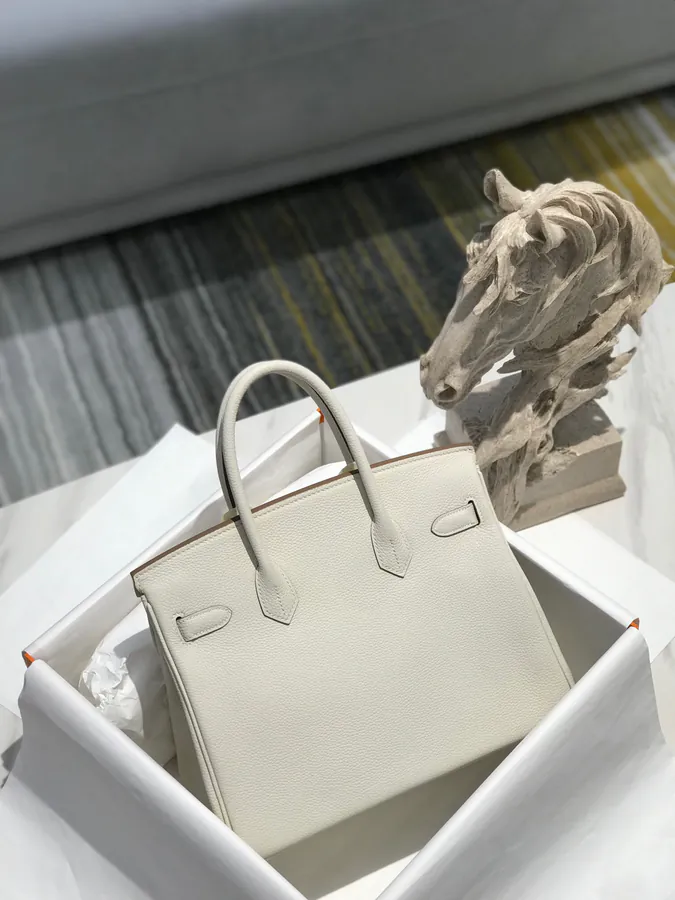 Hermes Birkin Silver Clasp Bucket Bag in Grained Calfskin