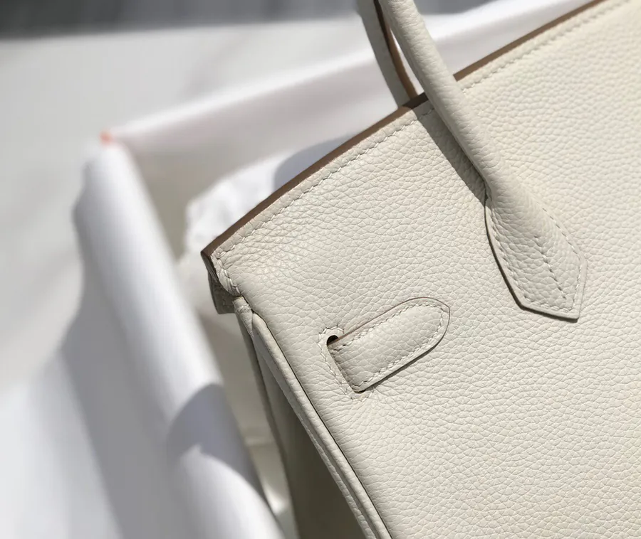 Hermes Birkin Silver Clasp Bucket Bag in Grained Calfskin