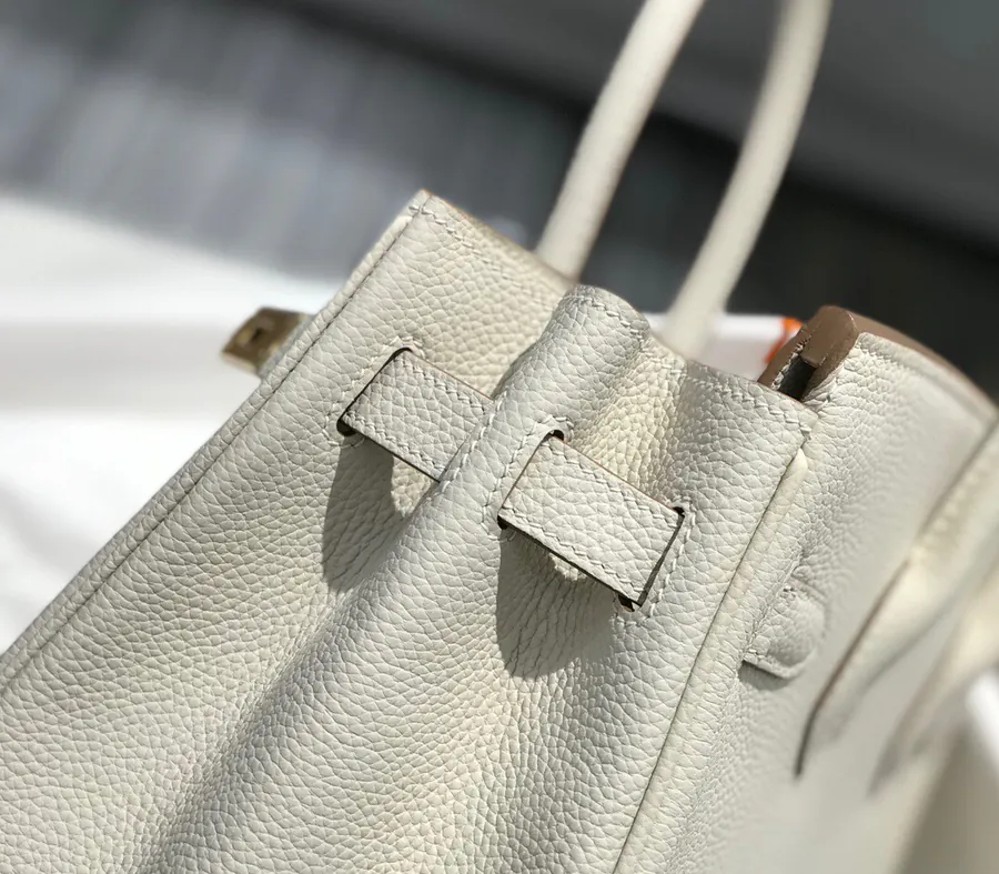Hermes Birkin Silver Clasp Bucket Bag in Grained Calfskin