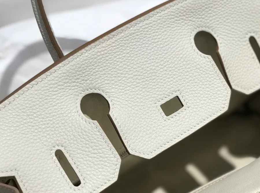 Hermes Birkin Silver Clasp Bucket Bag in Grained Calfskin