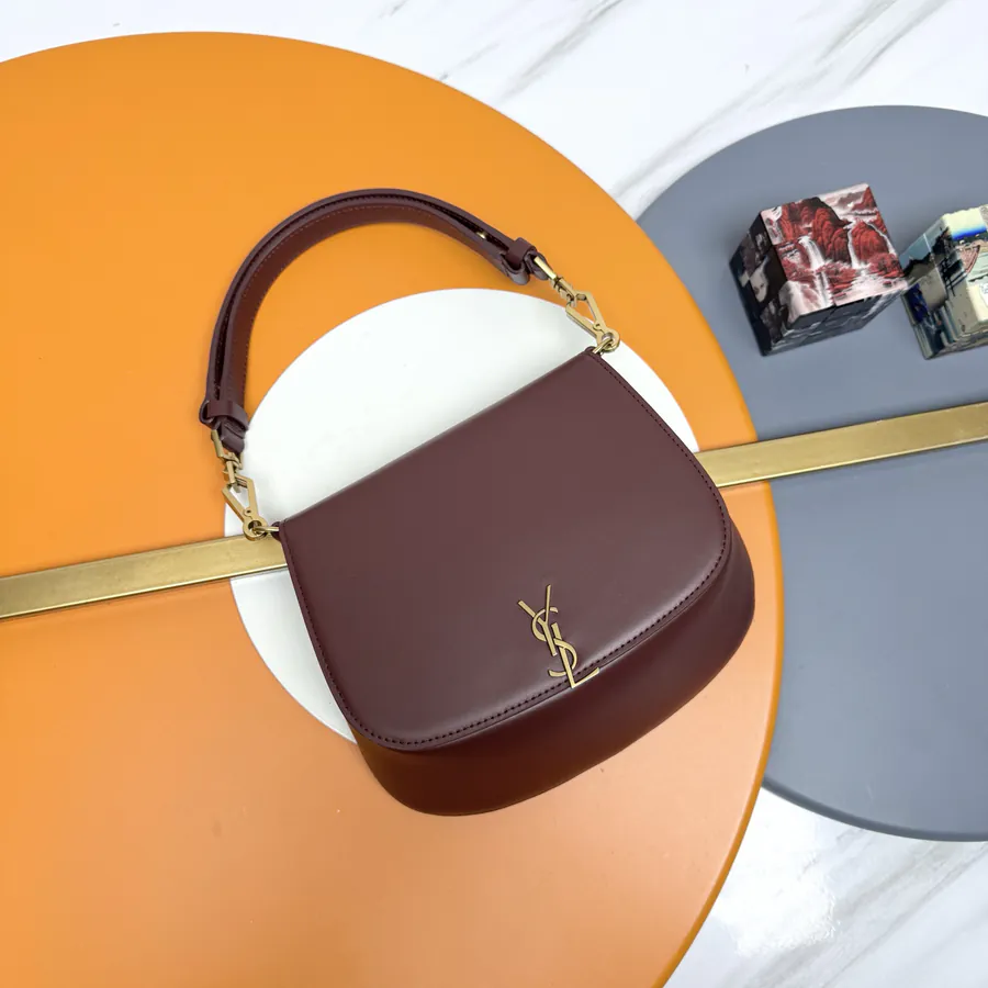 Voltaire Box Modern Crossbody Satchel in Genuine Calfskin