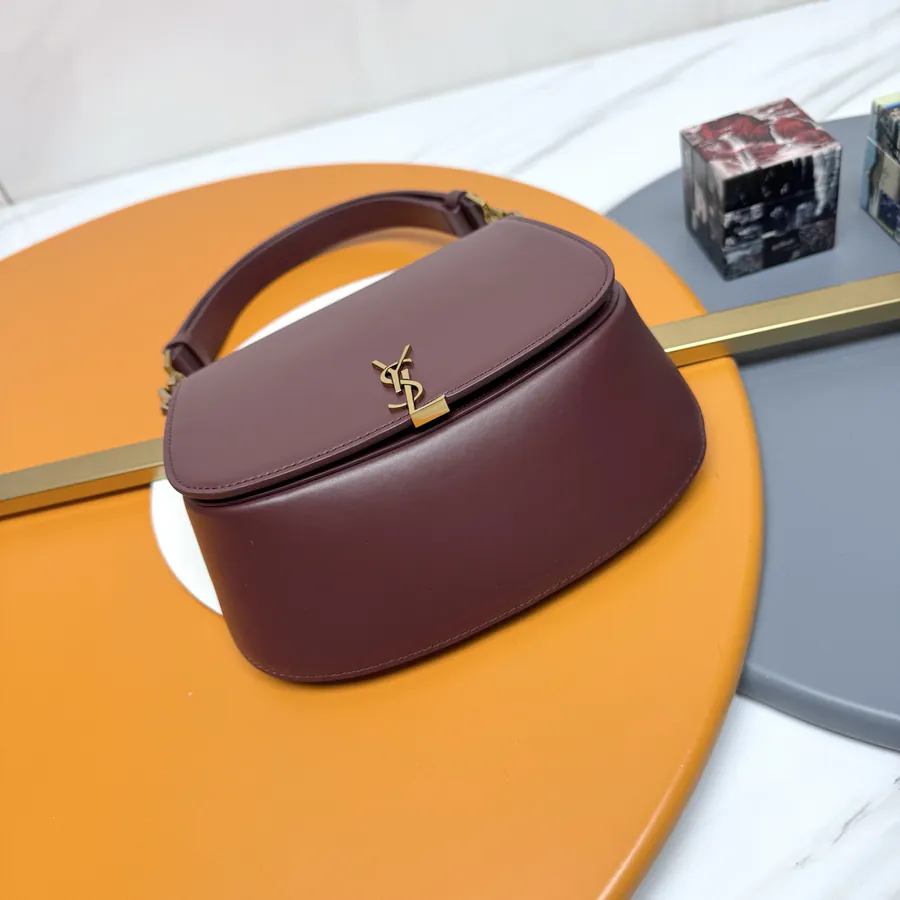 Voltaire Box Modern Crossbody Satchel in Genuine Calfskin