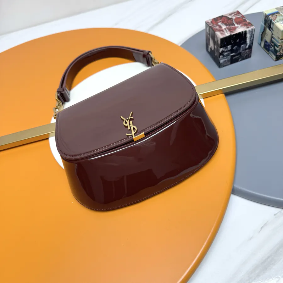 Voltaire Box Modern Crossbody Satchel in Grained Calfskin