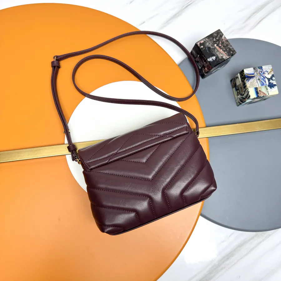 LouLou Mini Crossbody Bag in Chestnut with Gold Trim