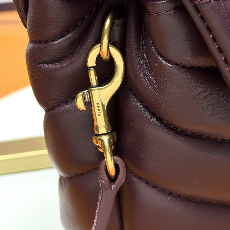 LouLou Mini Crossbody Bag in Chestnut with Gold Trim