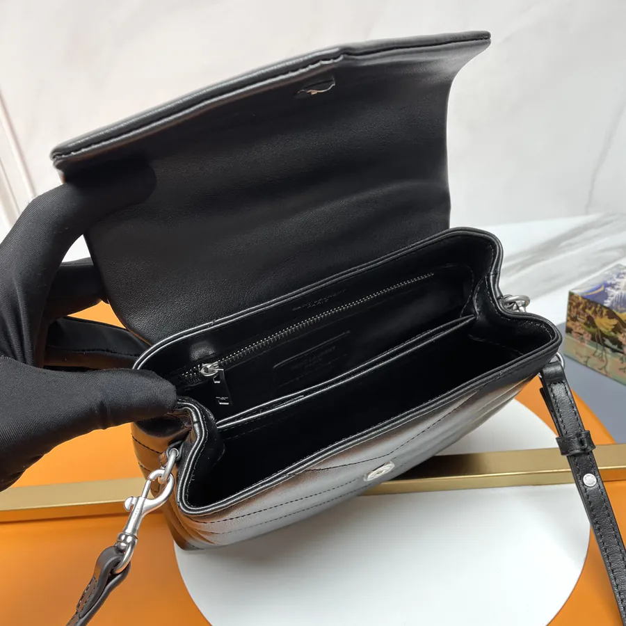 Black Silver Trimmed LouLou Mini Crossbody Bag